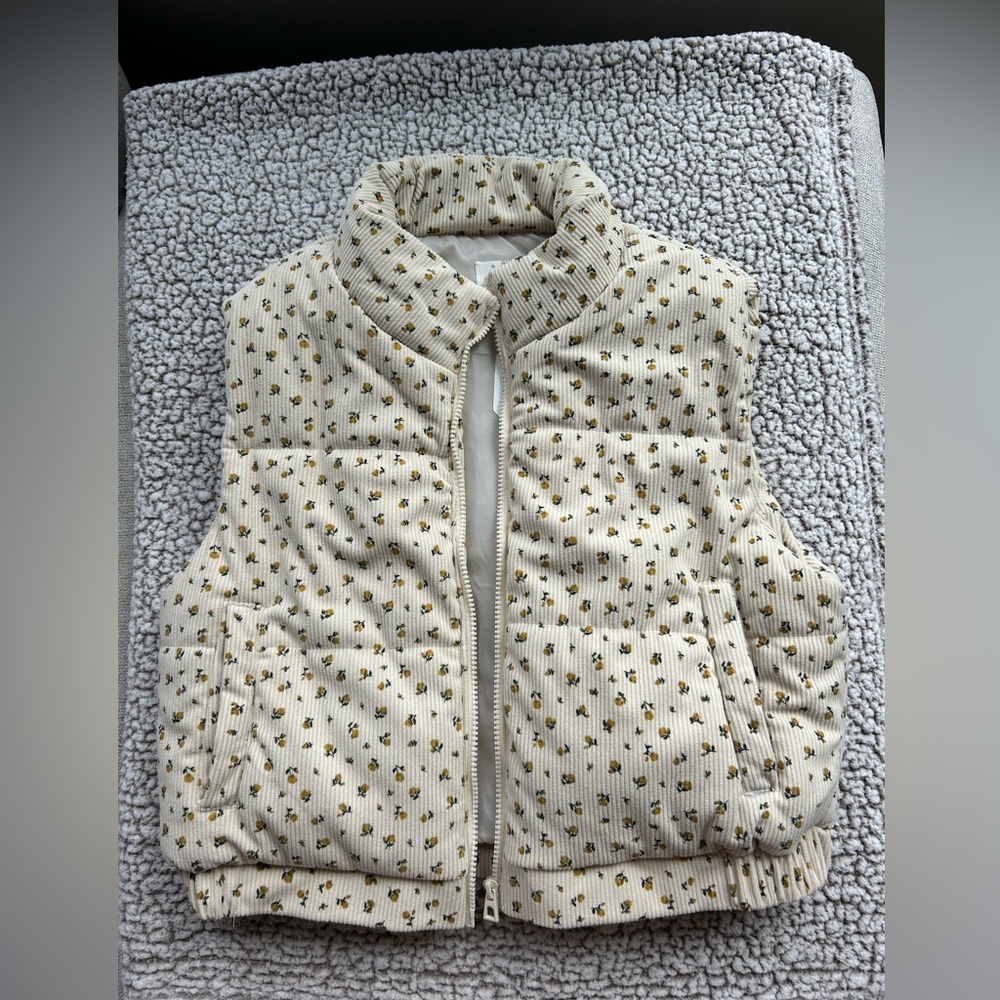 Altar'd State Cream Floral Puffer Vest